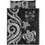 Fiji Quilt Bed Set - White Tentacle Turtle Crest - Polynesian Pride