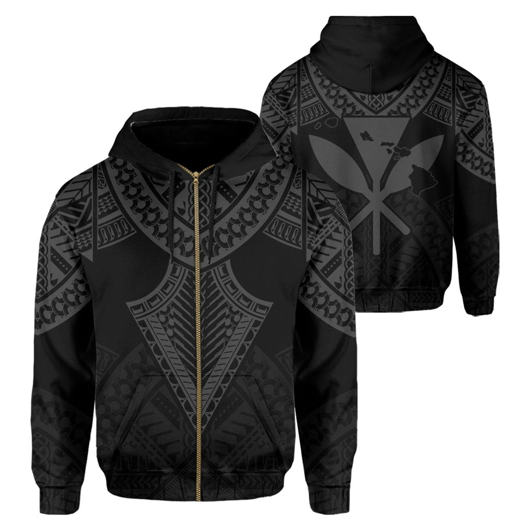 Hawaii Polynesian Hoodie Limited (Zip up) Tab Style Gray Unisex Art - Polynesian Pride