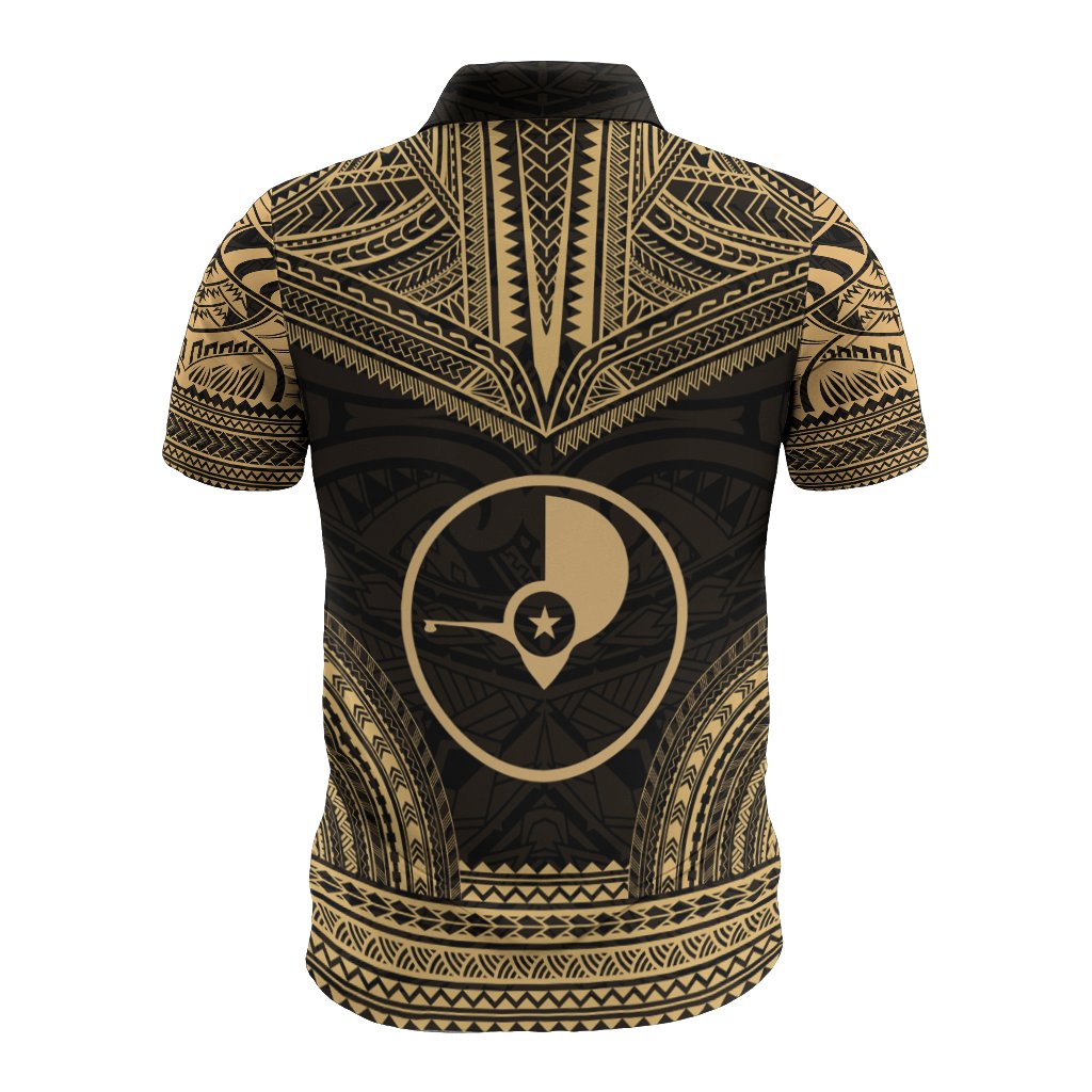 Yap Polo Shirt Coat Of Arms Polynesian Chief Tattoo Gold Version - Polynesian Pride