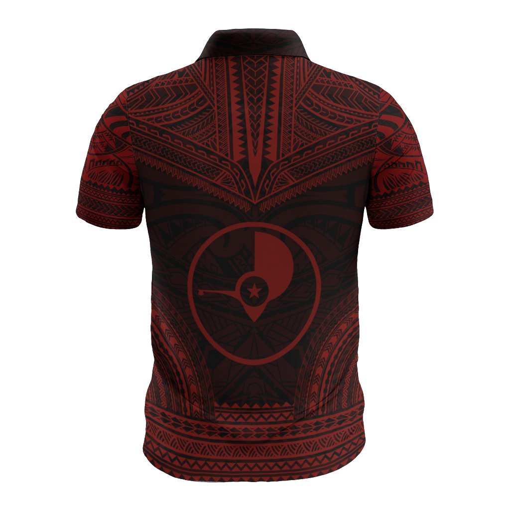 Yap Polo Shirt Coat Of Arms Polynesian Chief Tattoo Red Version - Polynesian Pride