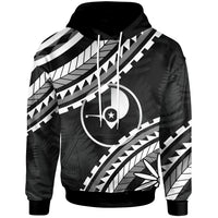 Yap Hoodie Palm Leaf Texture White Unisex Black - Polynesian Pride