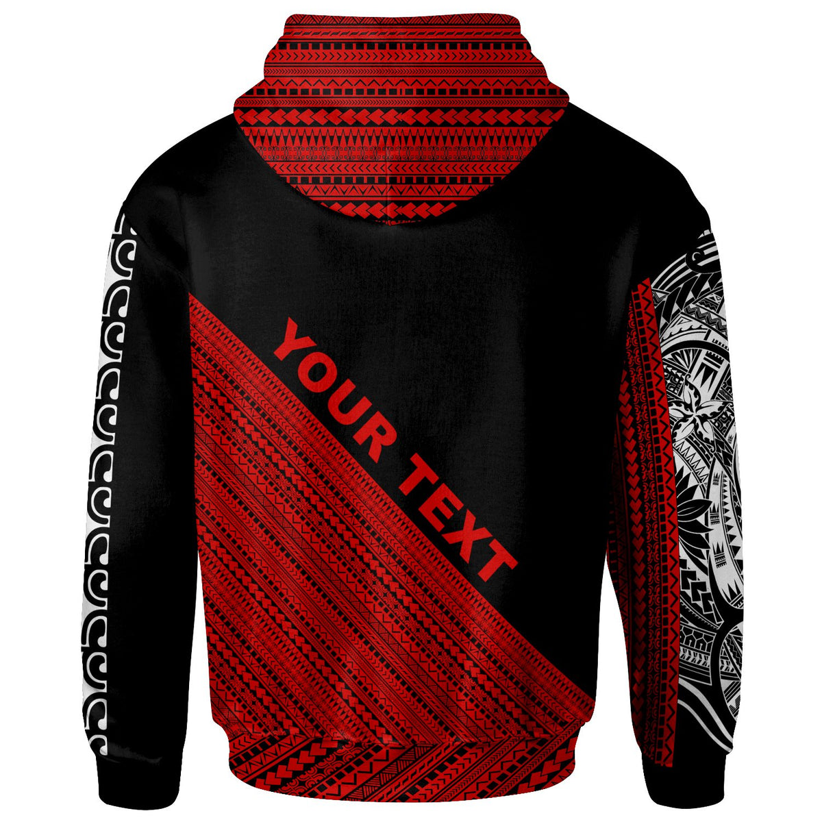 Chuuk Custom Hoodie Diagonal Pattern White Red - Polynesian Pride