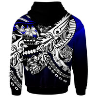 Fiji Hoodie Tribal Jungle Pattern Blue Color - Polynesian Pride