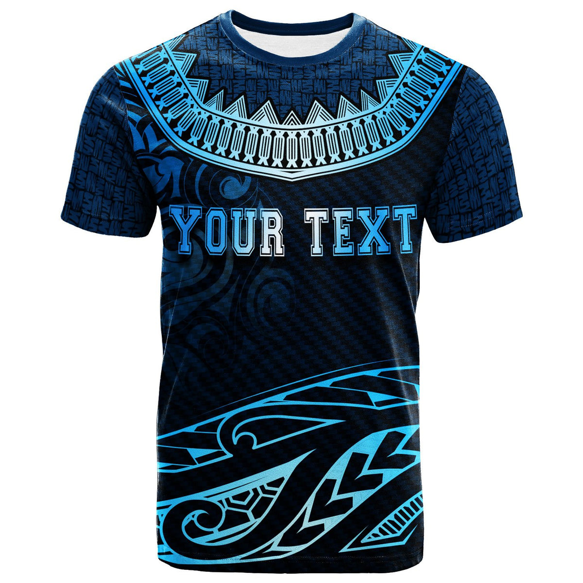 Yap Custom T Shirt Serrated Pattern Blue Color - Polynesian Pride