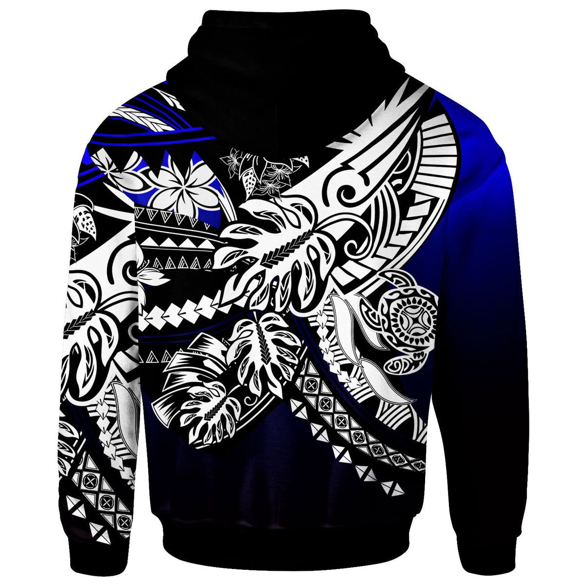 Yap Zip Hoodie Tribal Jungle Pattern Blue Color - Polynesian Pride
